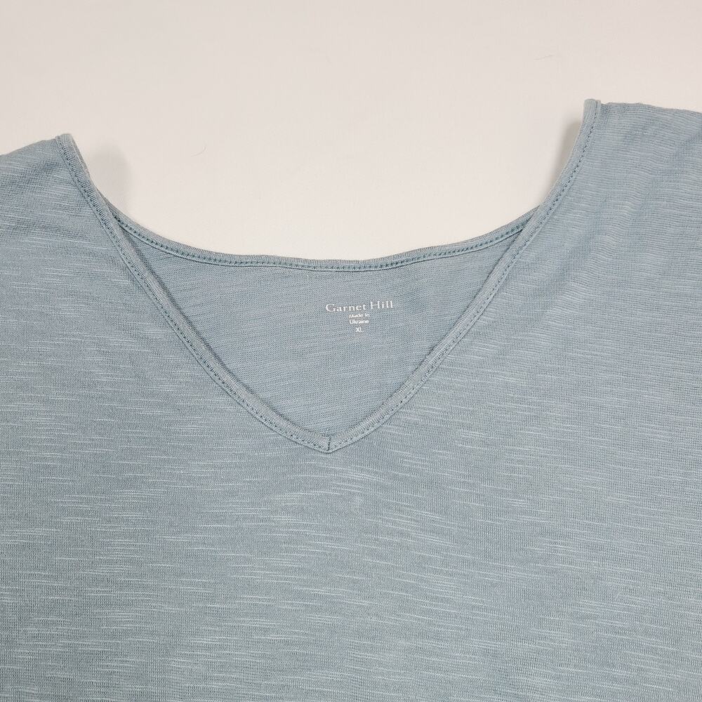 Garnet Hill V-neck top Dusty Blue-Green Faux Wrap Lightweight Casual XL - Picture 6 of 12